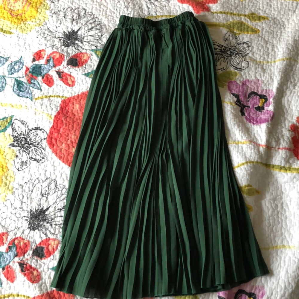 Emerald Green Pleated Skirt
